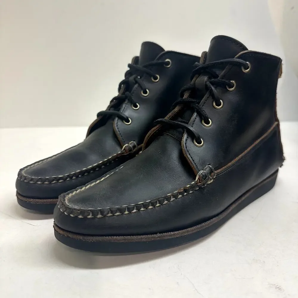 EUC Rancourt & Co x Club Monaco 5-Eyelet Mid Ranger Moc Boot Black Made in USA 7